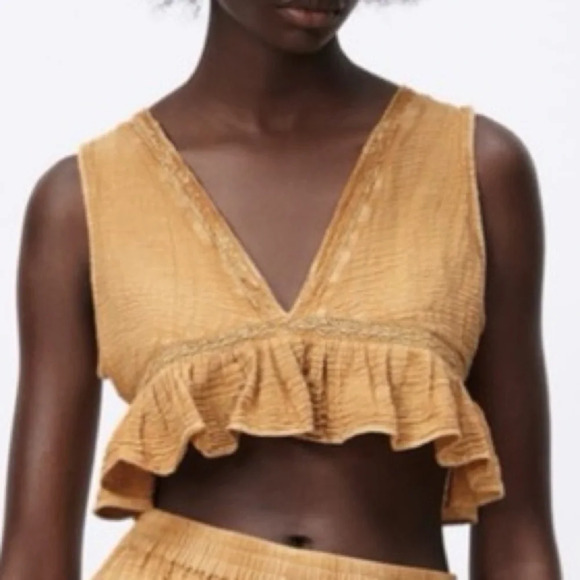 Zara Tops - Zara | Ruffled Crop Tank